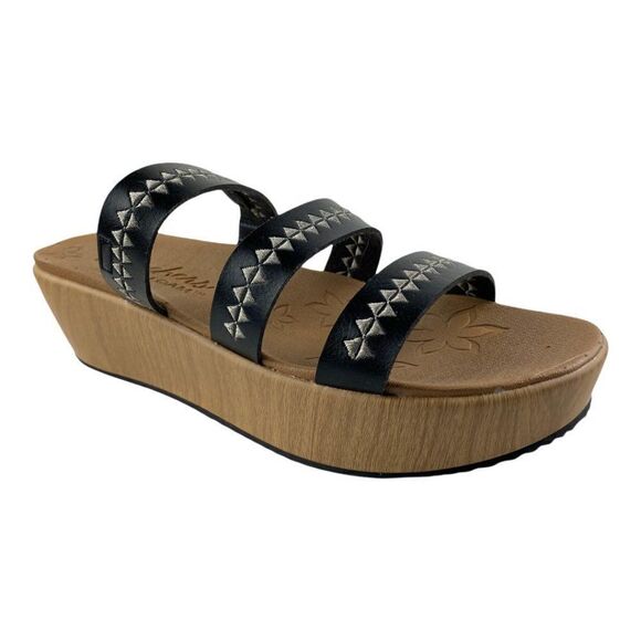 Skechers women's Black Becka Counting Summers Wedge Sandal US 9 - Picture 1 of 8